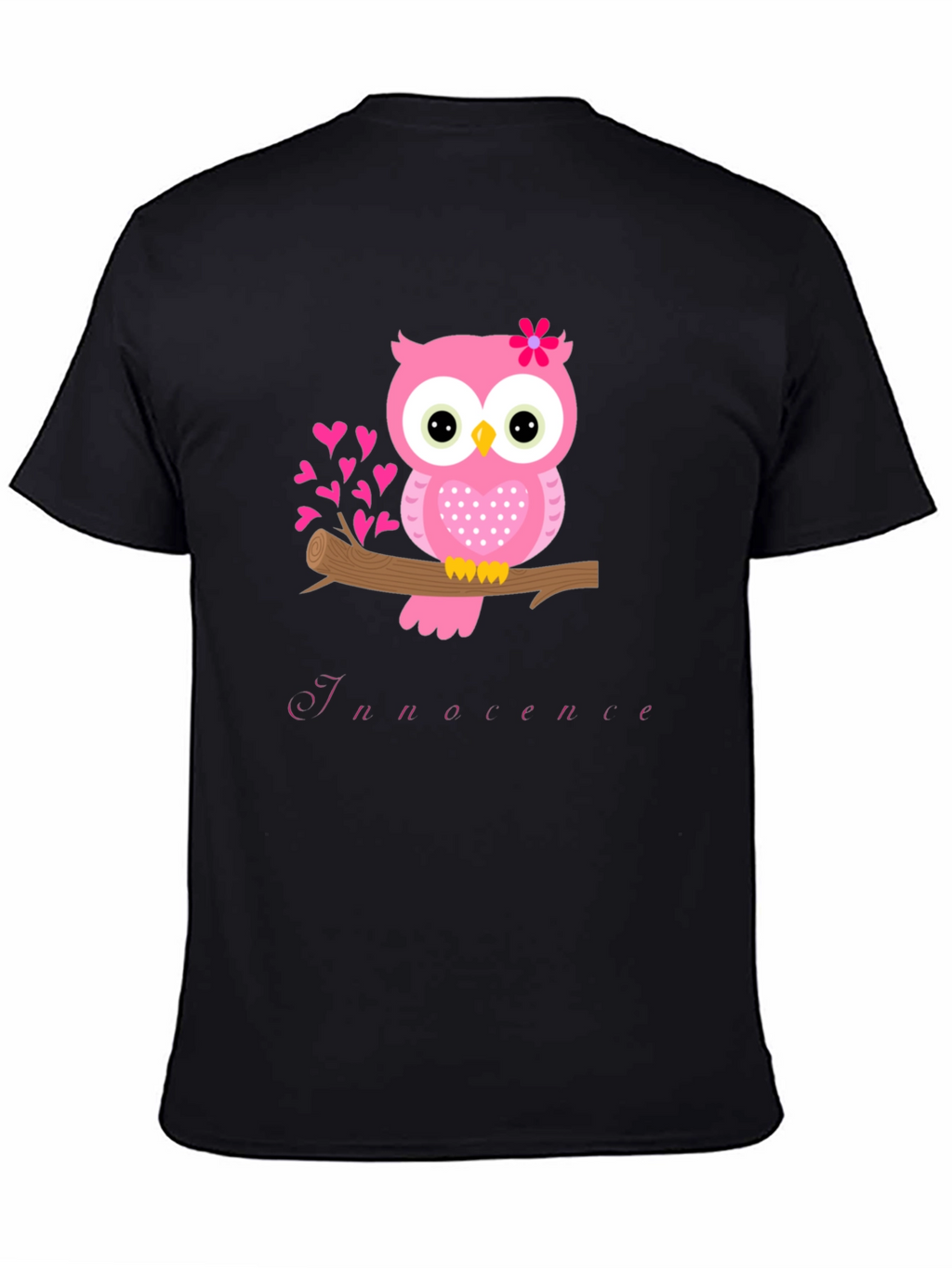 Owl Innocence T-Shirt - Cute Pink Bird Tee