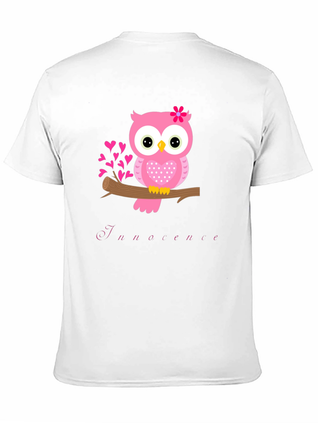 Owl Innocence T-Shirt - Cute Pink Bird Tee