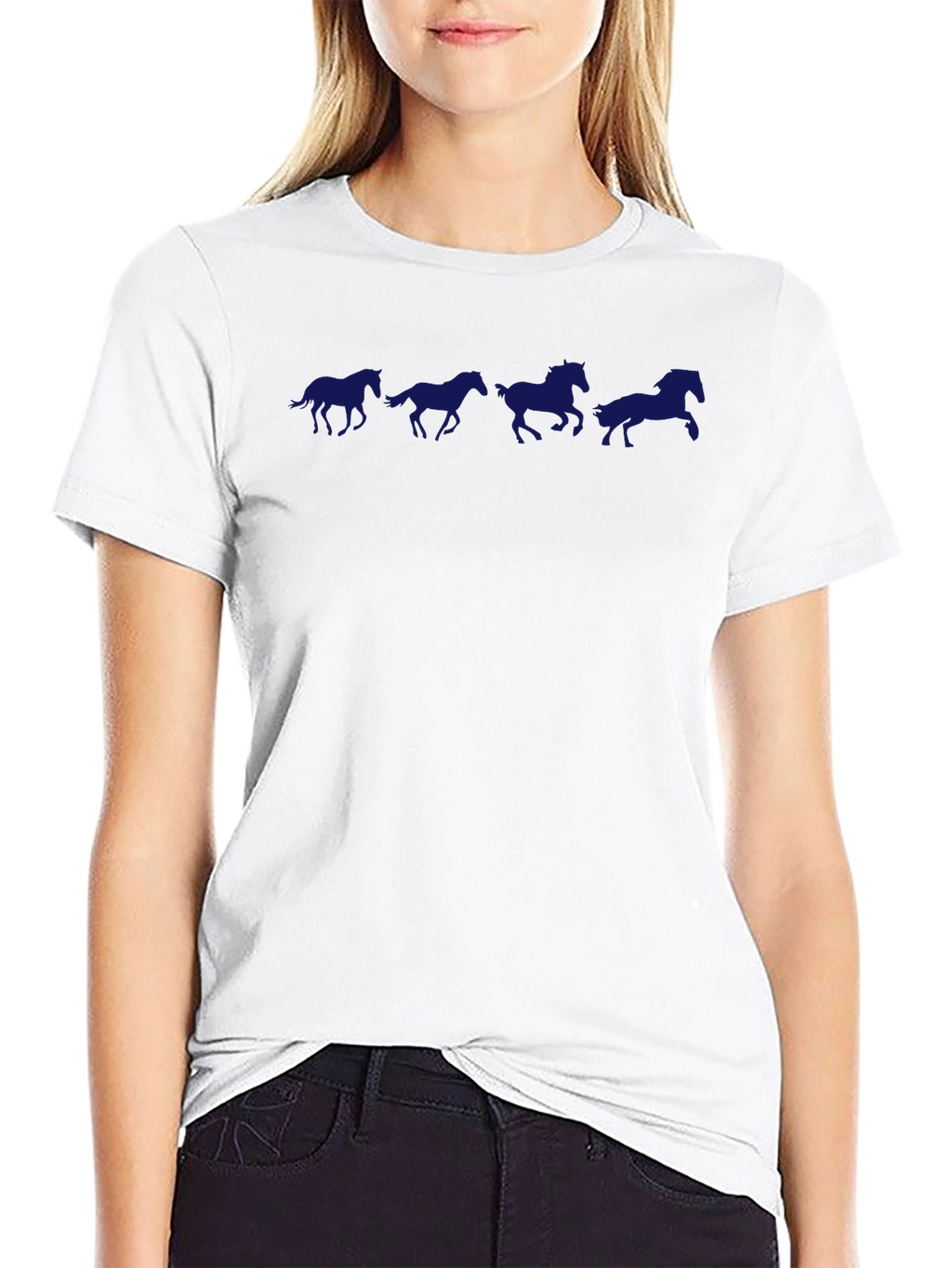 Horse Silhouette Graphic Tee - Black Cotton