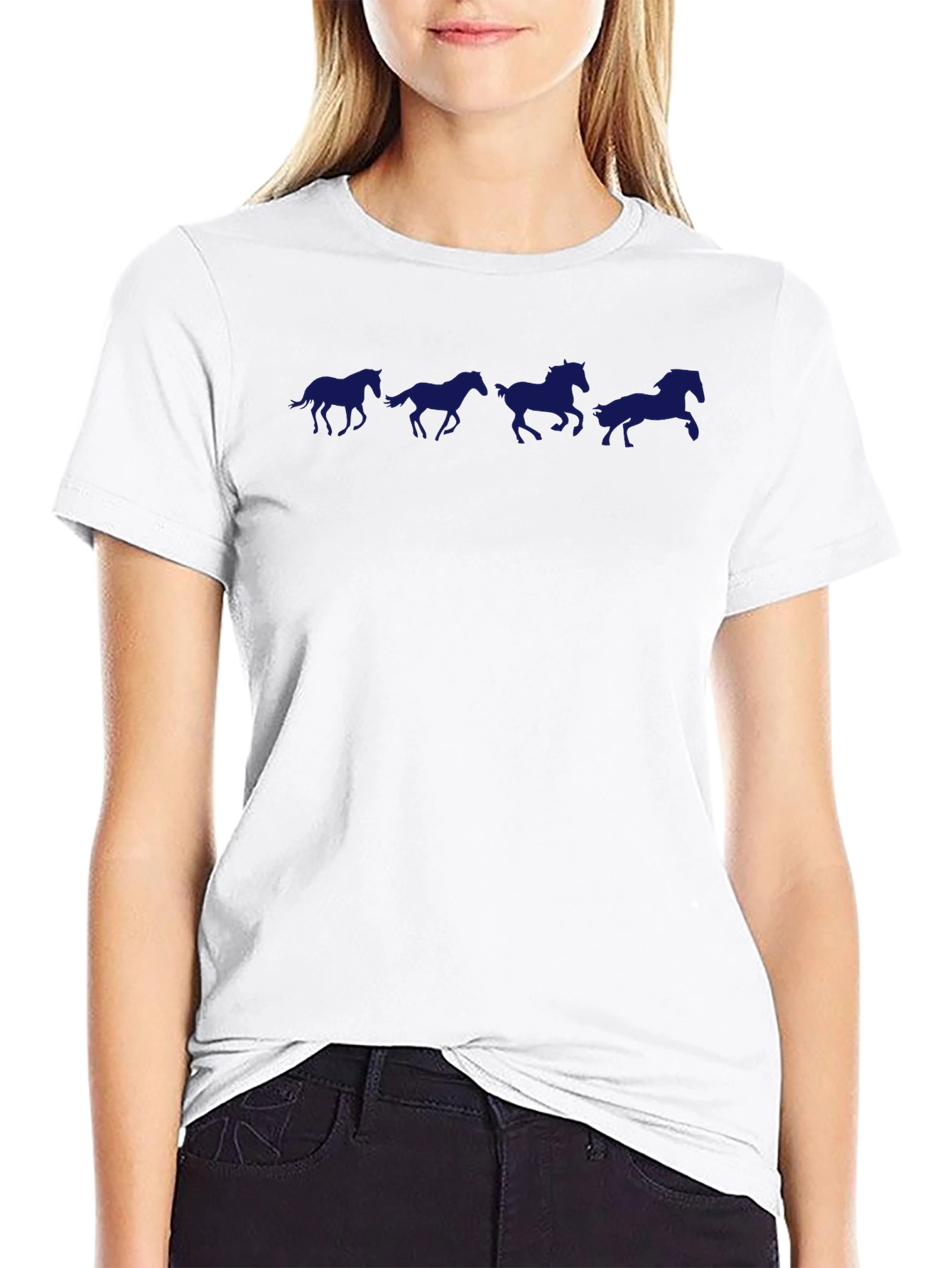 Horse Silhouette Graphic Tee - Black Cotton