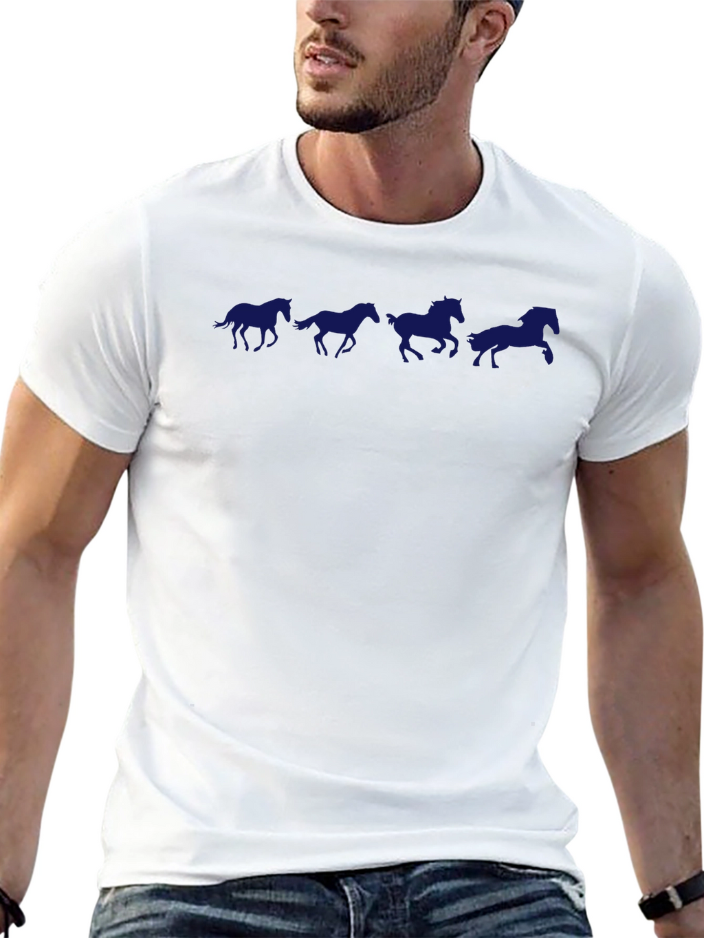 Horse Silhouette Graphic Tee - Black Cotton