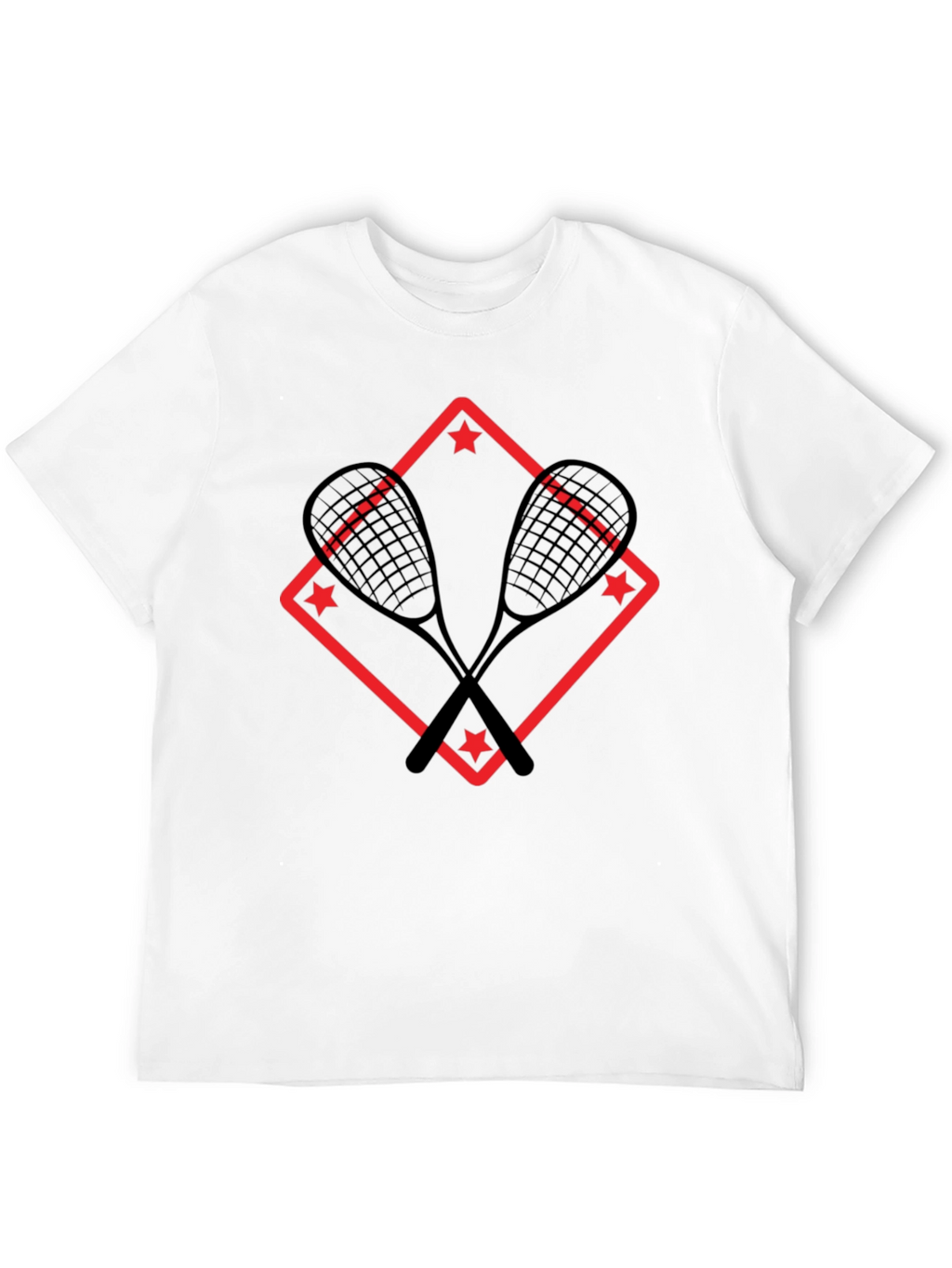 Squash Racket Graphic T-Shirt - Black