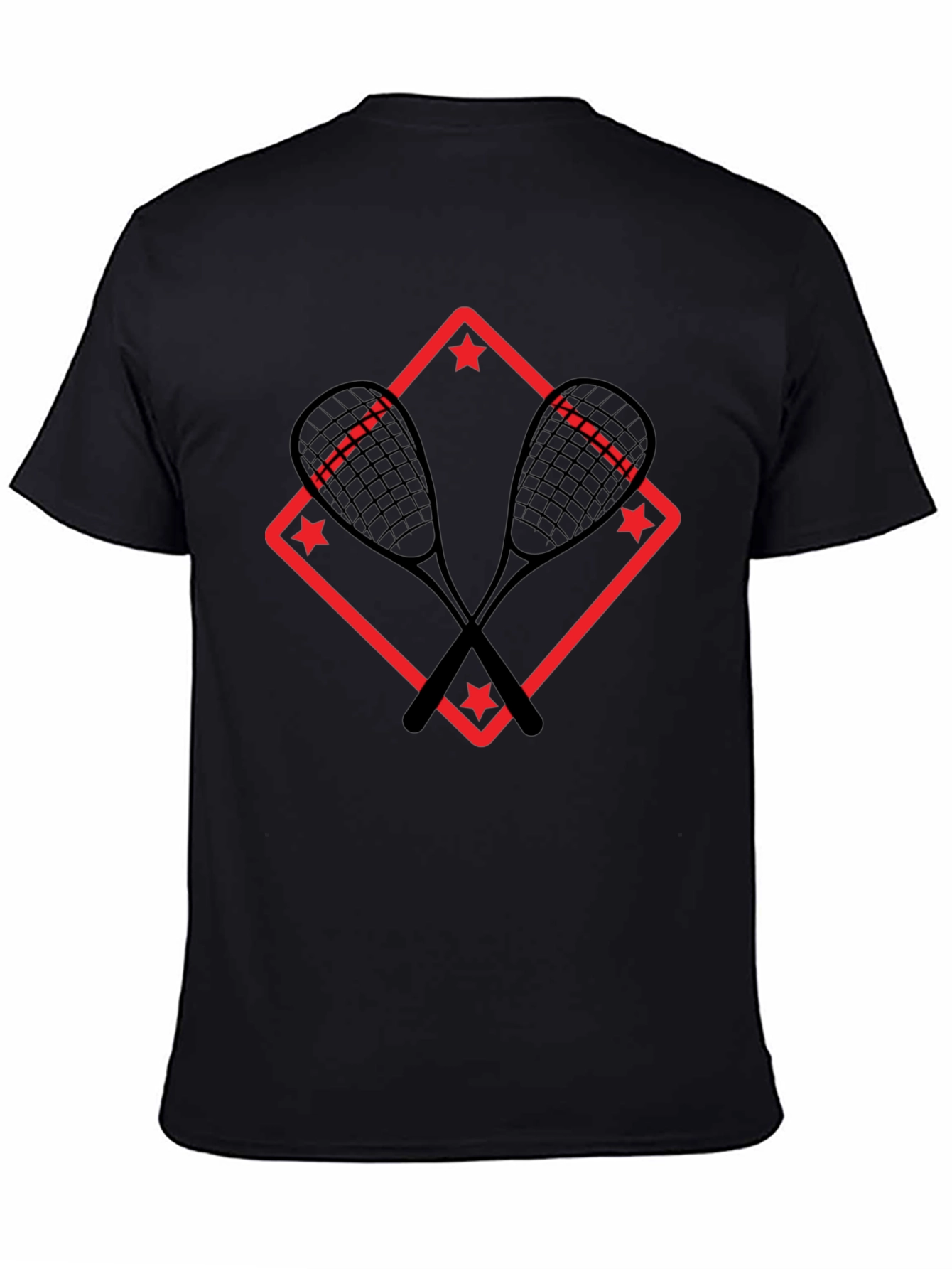 Squash Racket Graphic T-Shirt - Black
