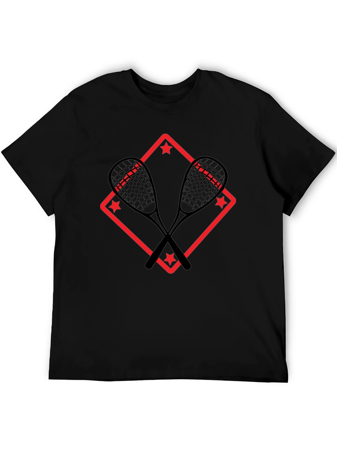 Squash Racket Graphic T-Shirt - Black