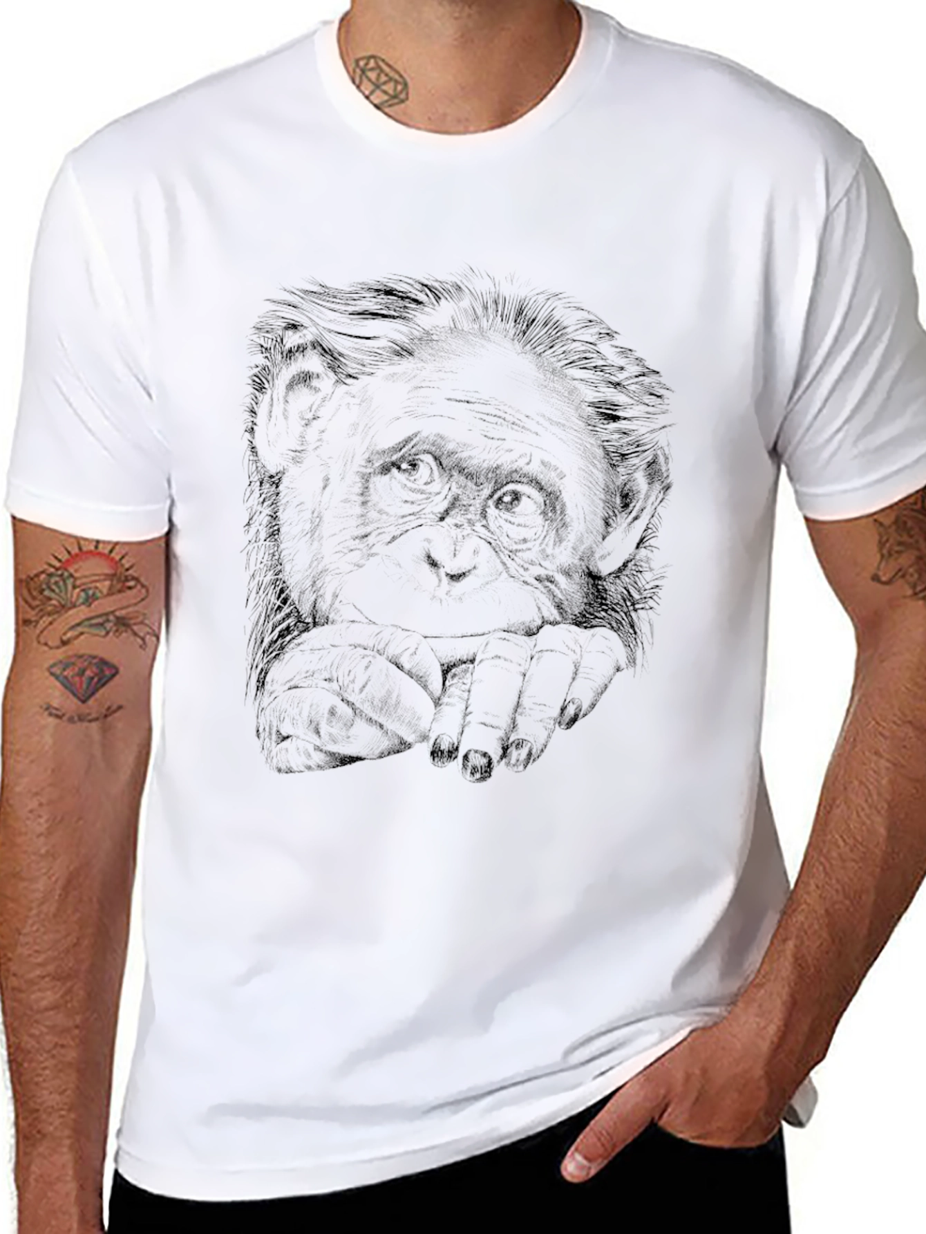 Cool Monkey Graphic Print Black T-Shirt