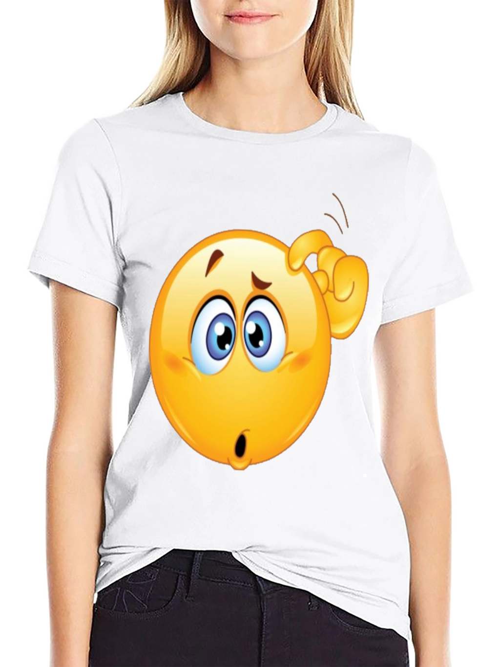 Confused Emoji T-Shirt - Black Cotton Tee