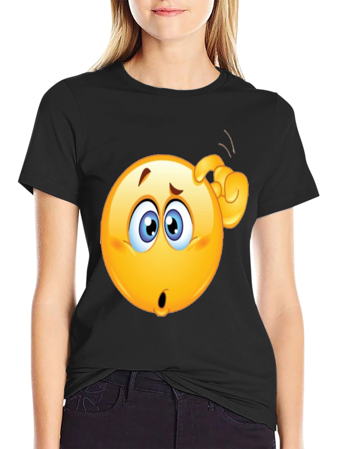 Confused Emoji T-Shirt - Black Cotton Tee