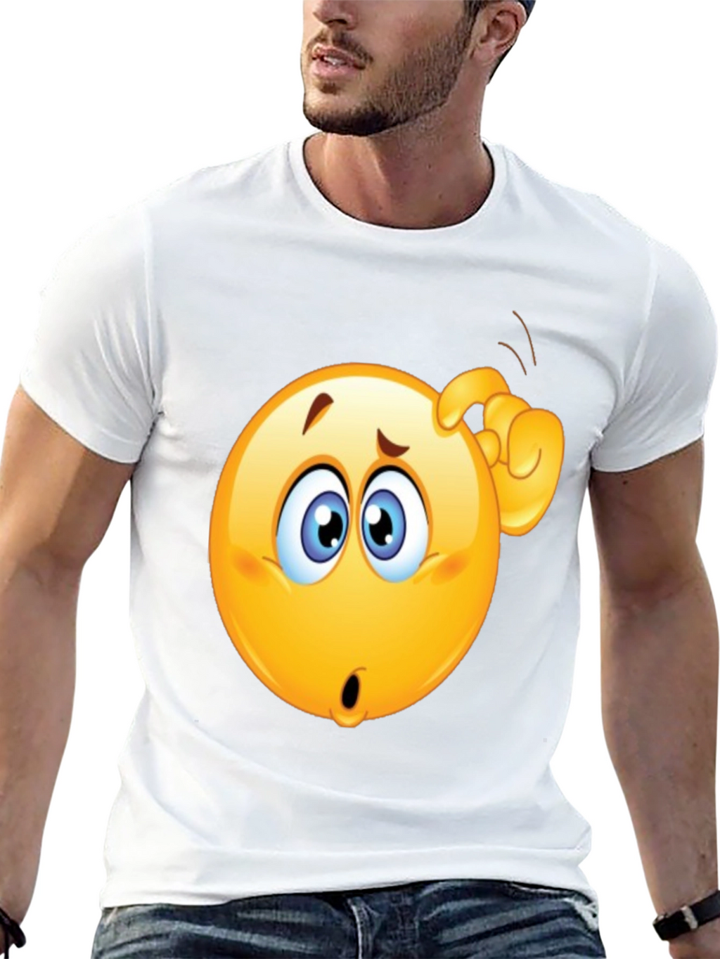 Confused Emoji T-Shirt - Black Cotton Tee