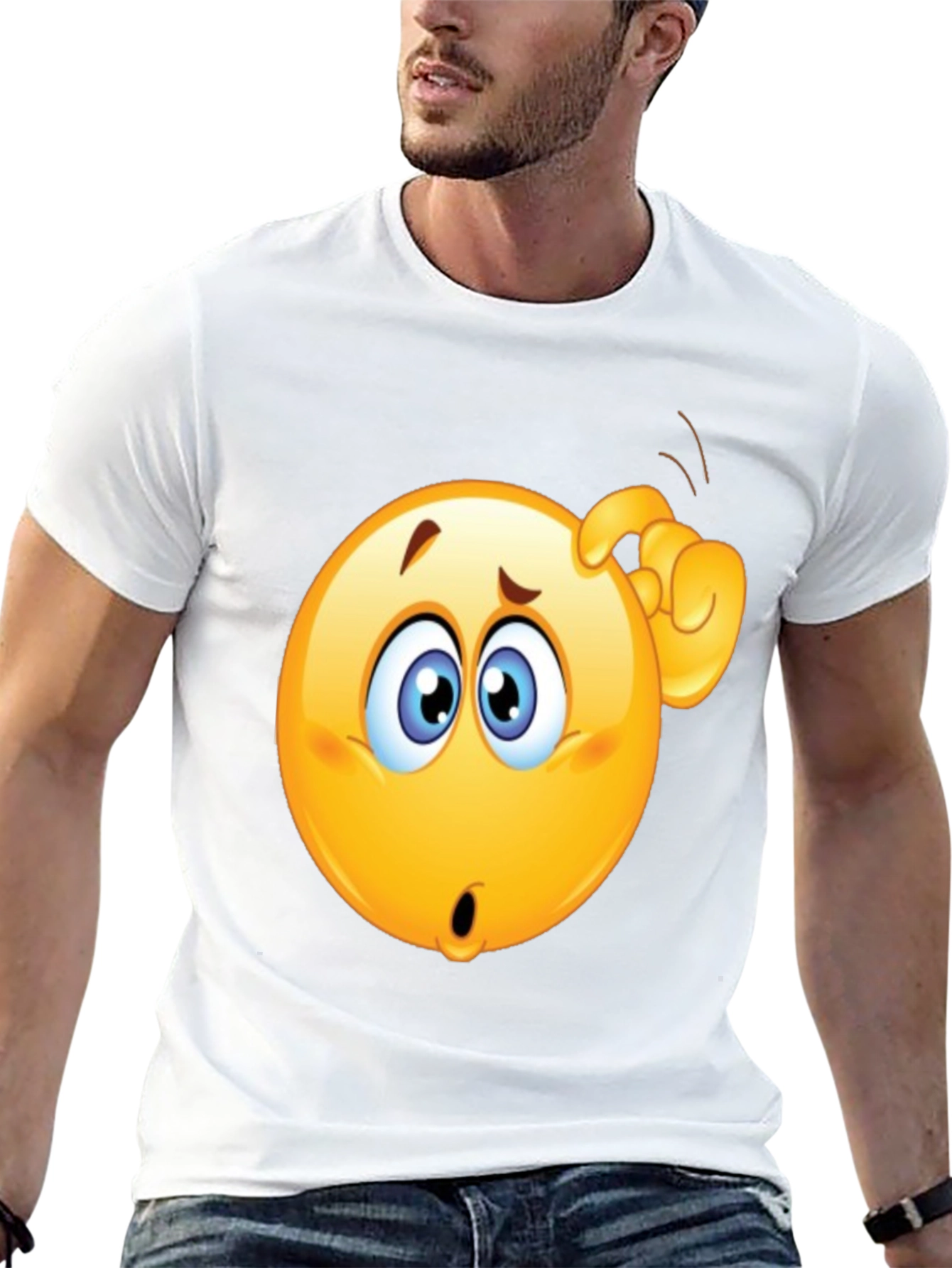 Confused Emoji T-Shirt - Black Cotton Tee