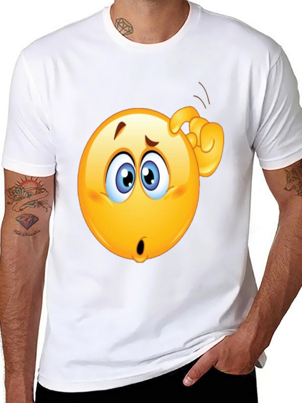 Confused Emoji T-Shirt - Black Cotton Tee