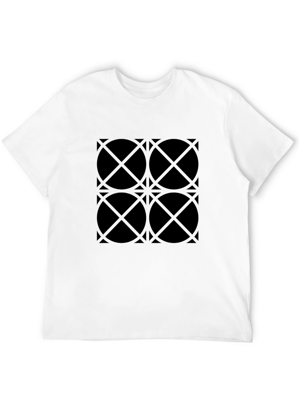 Geometric Circle Pattern Black T-Shirt
