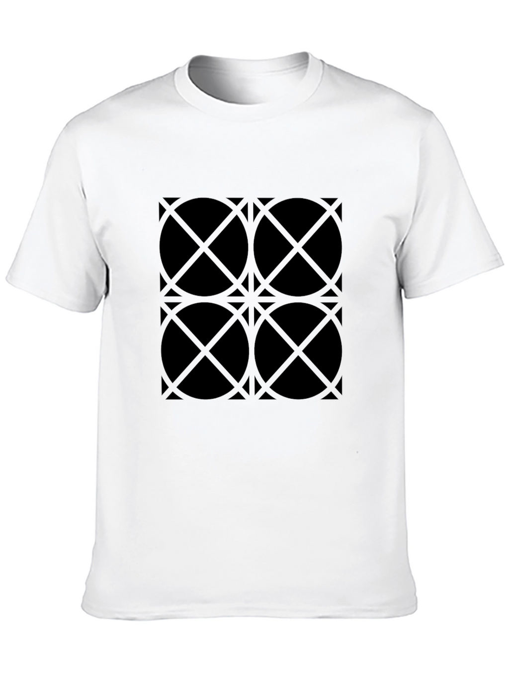 Geometric Circle Pattern Black T-Shirt
