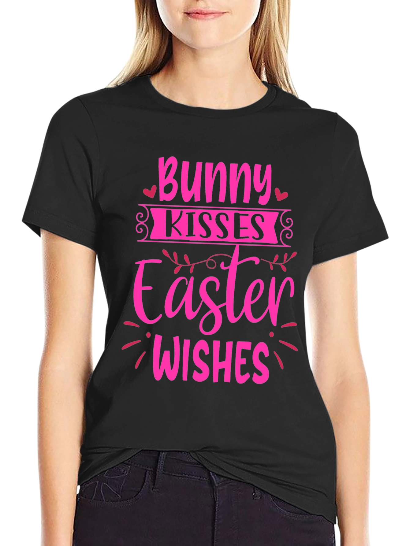 Bunny Kisses Easter Wishes Graphic Tee