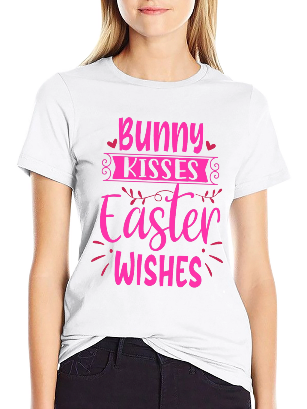 Bunny Kisses Easter Wishes Graphic Tee