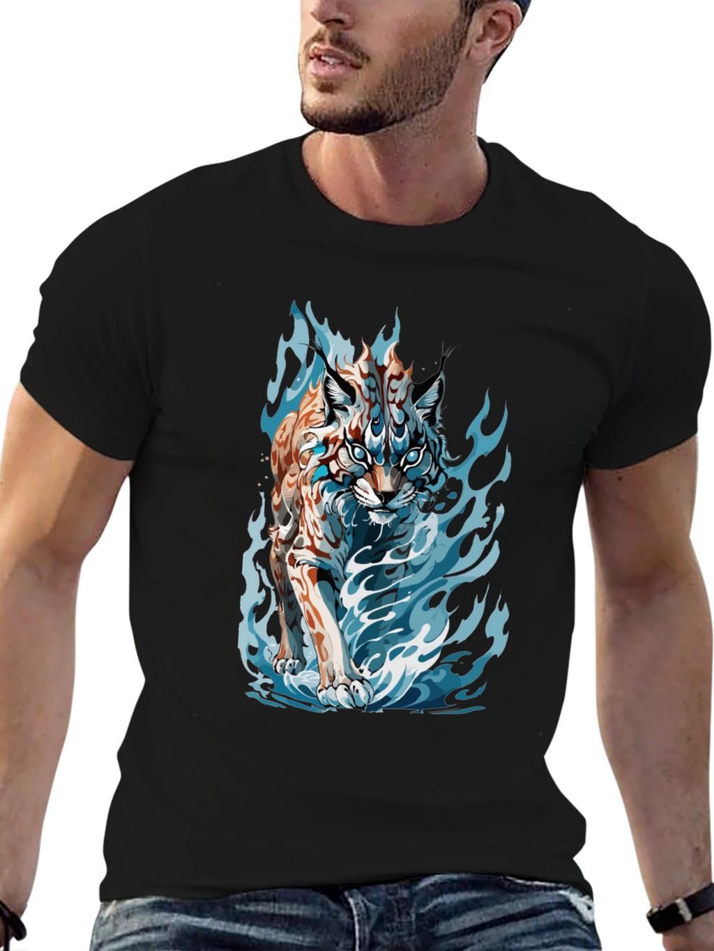 Tiger Fire Graphic Black Tee