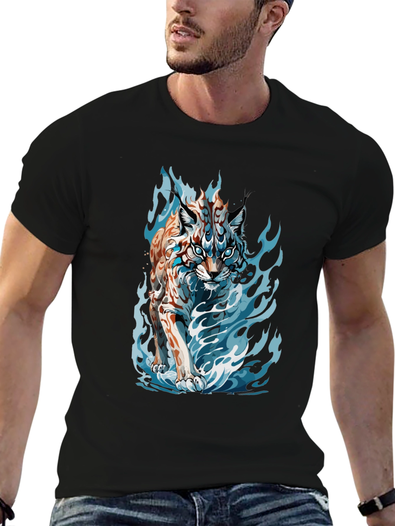Tiger Fire Graphic Black Tee