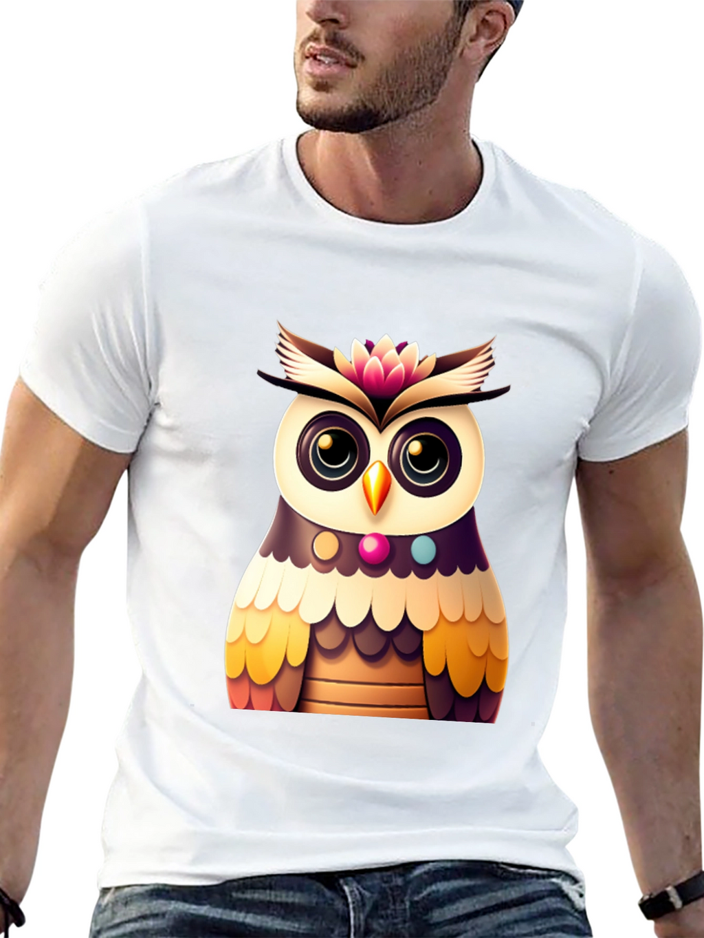Cute Owl Graphic Tee - Black Casual T-Shirt
