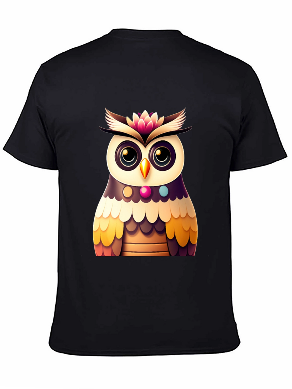 Cute Owl Graphic Tee - Black Casual T-Shirt