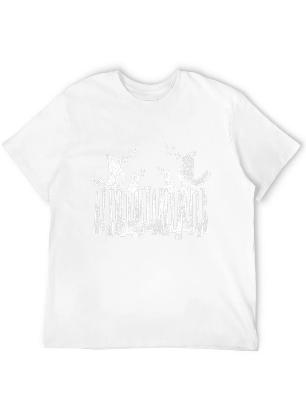 Musical Birds Piano Keys Graphic T-Shirt
