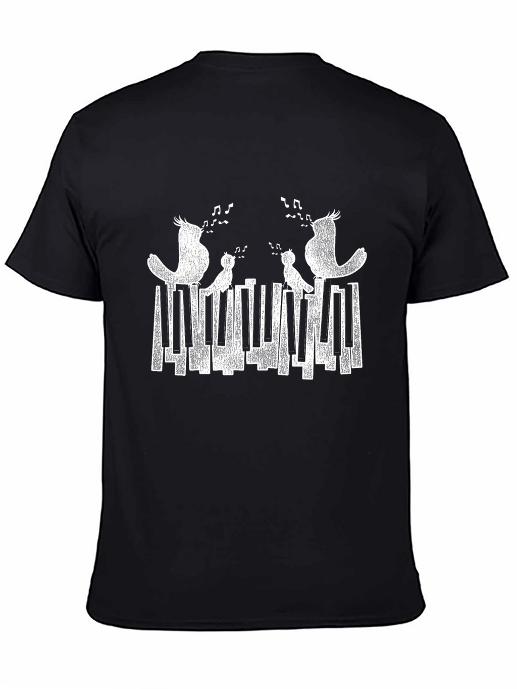 Musical Birds Piano Keys Graphic T-Shirt