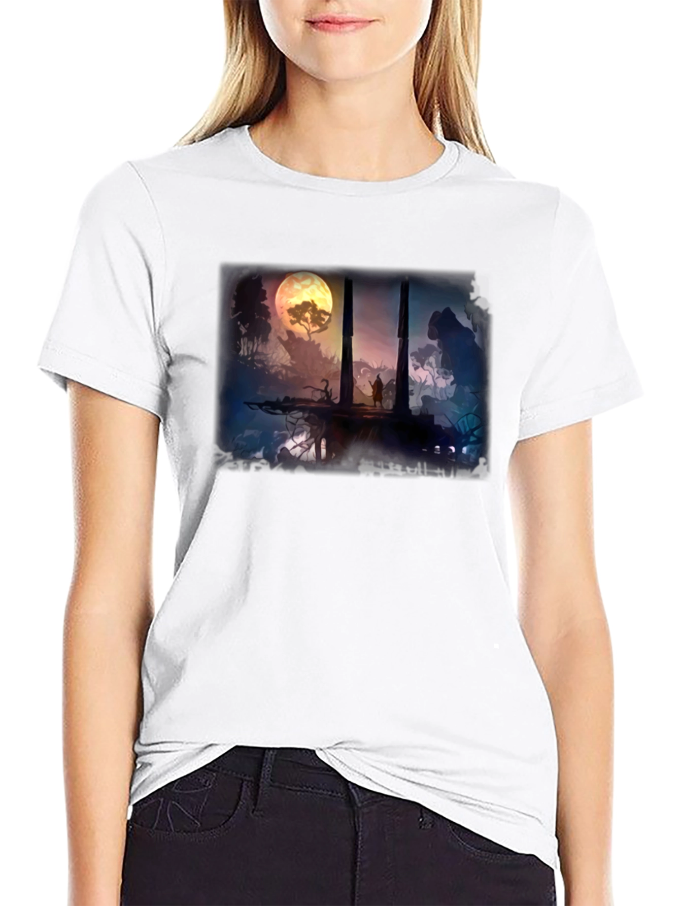 Fantasy Landscape Black T-Shirt