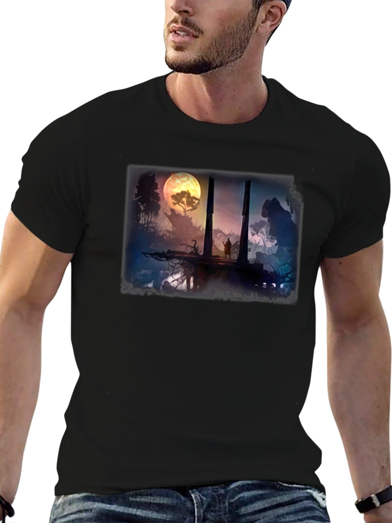 Fantasy Landscape Black T-Shirt