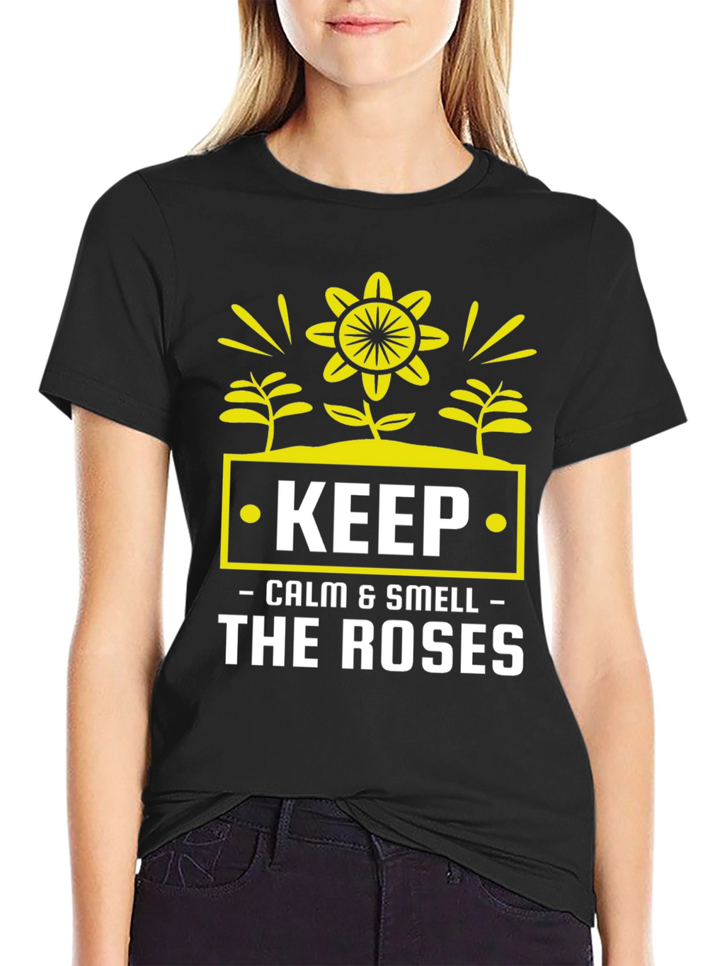 Keep Calm & Smell Roses Graphic T-Shirt