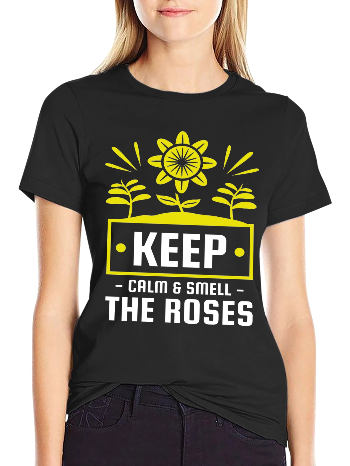 Keep Calm & Smell Roses Graphic T-Shirt
