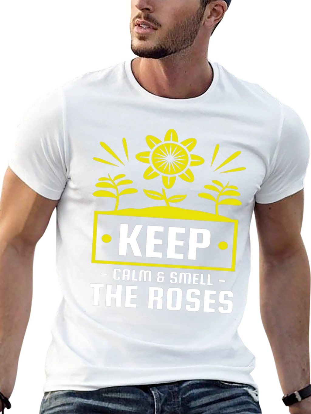 Keep Calm & Smell Roses Graphic T-Shirt