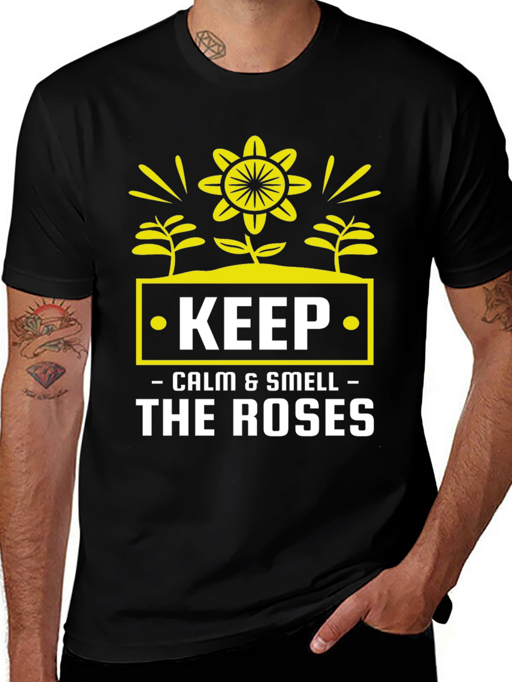 Keep Calm & Smell Roses Graphic T-Shirt