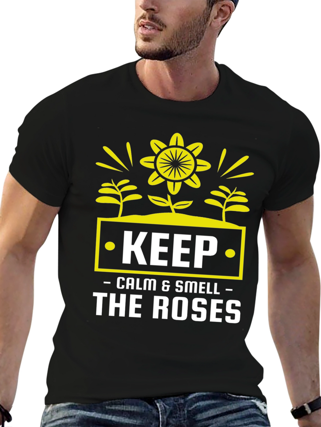 Keep Calm & Smell Roses Graphic T-Shirt