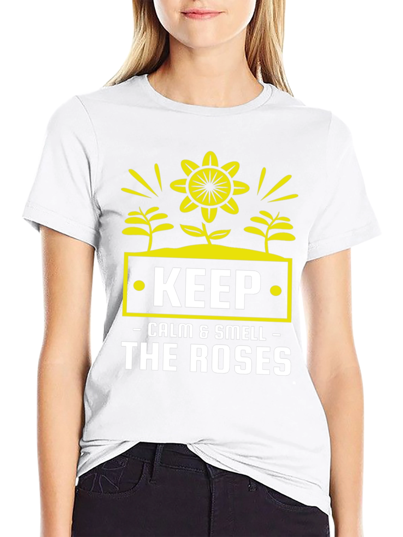 Keep Calm & Smell Roses Graphic T-Shirt