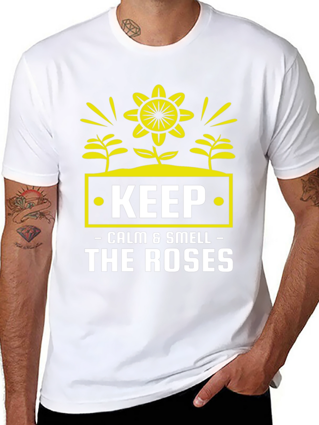 Keep Calm & Smell Roses Graphic T-Shirt