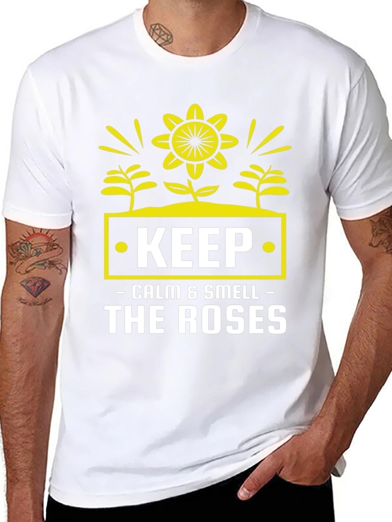 Keep Calm & Smell Roses Graphic T-Shirt
