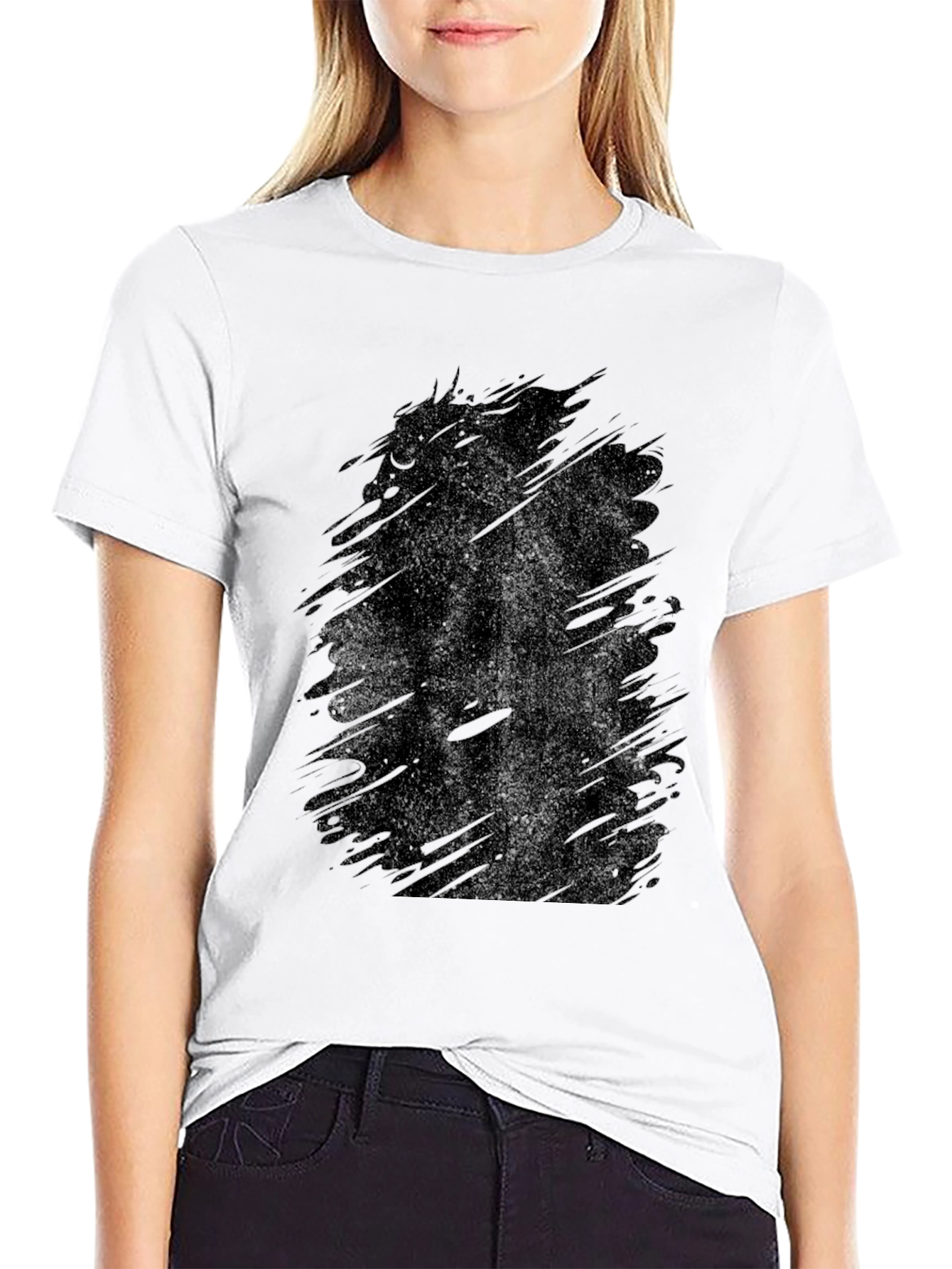 Mens Black Graphic T-Shirt - Abstract Design