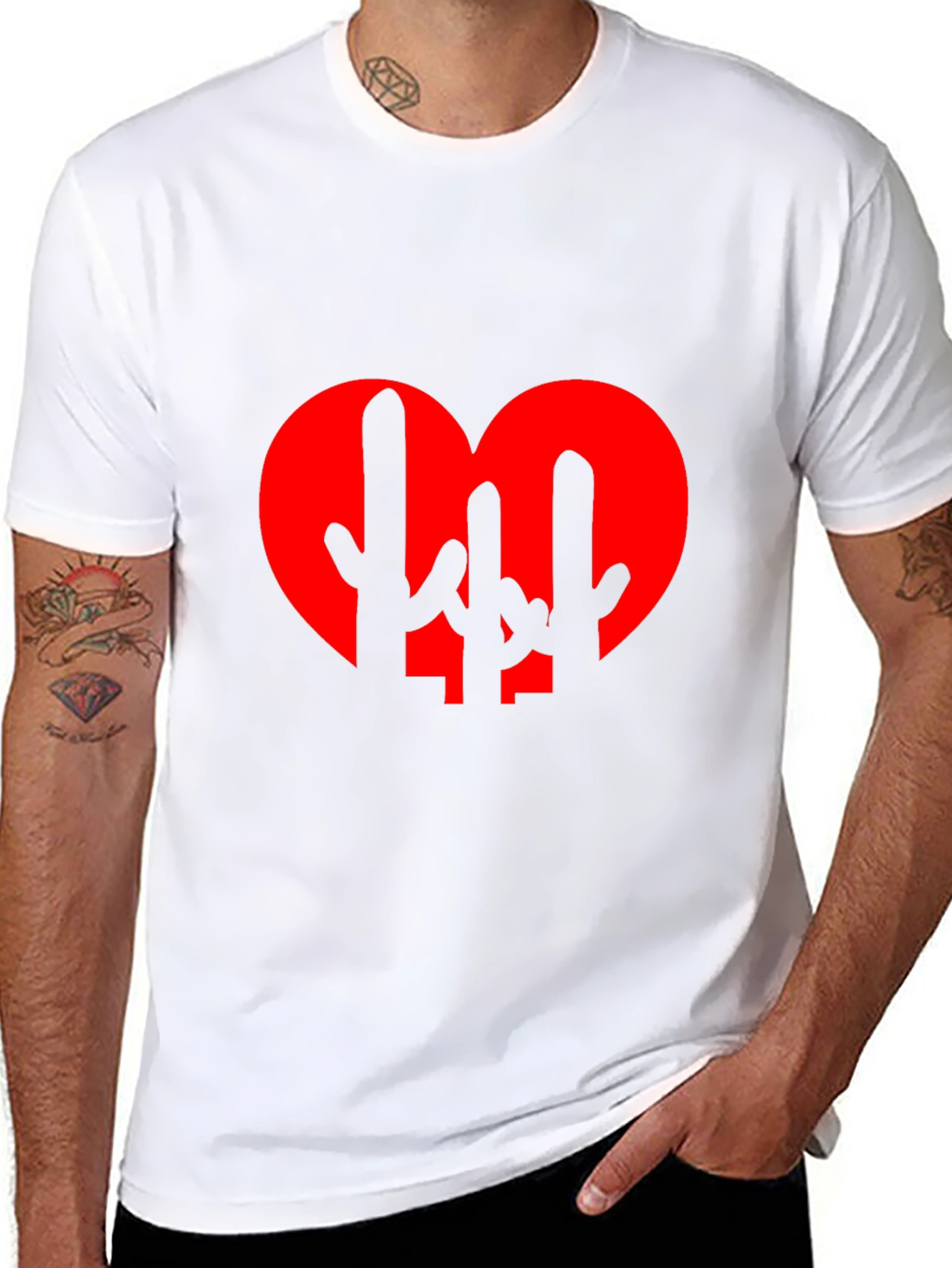 Cactus Heart Graphic Tee - Black Cotton T-Shirt