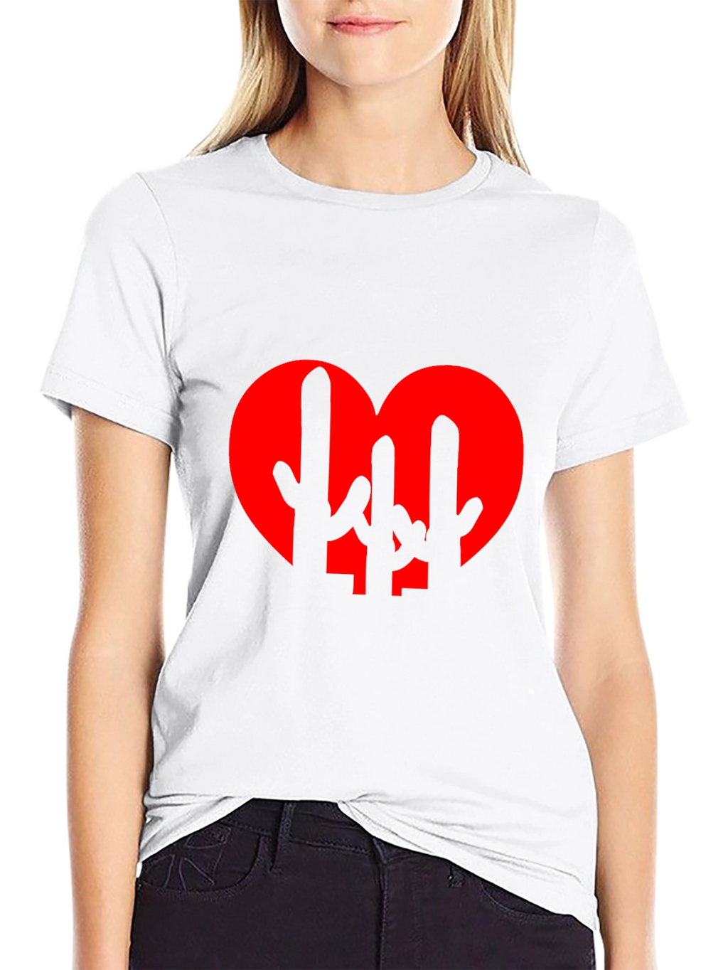 Cactus Heart Graphic Tee - Black Cotton T-Shirt