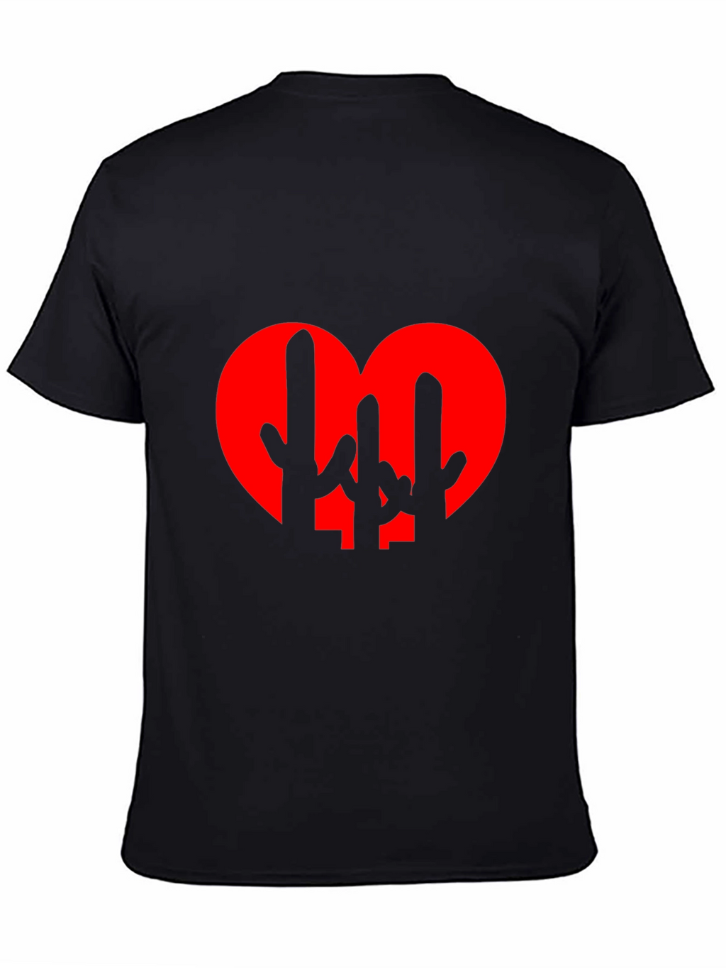 Cactus Heart Graphic Tee - Black Cotton T-Shirt