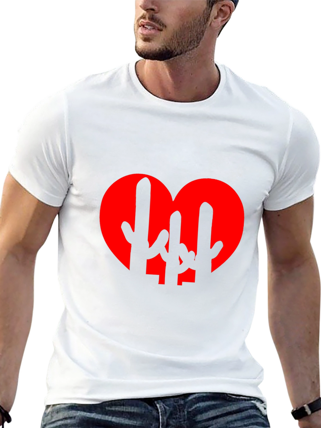 Cactus Heart Graphic Tee - Black Cotton T-Shirt