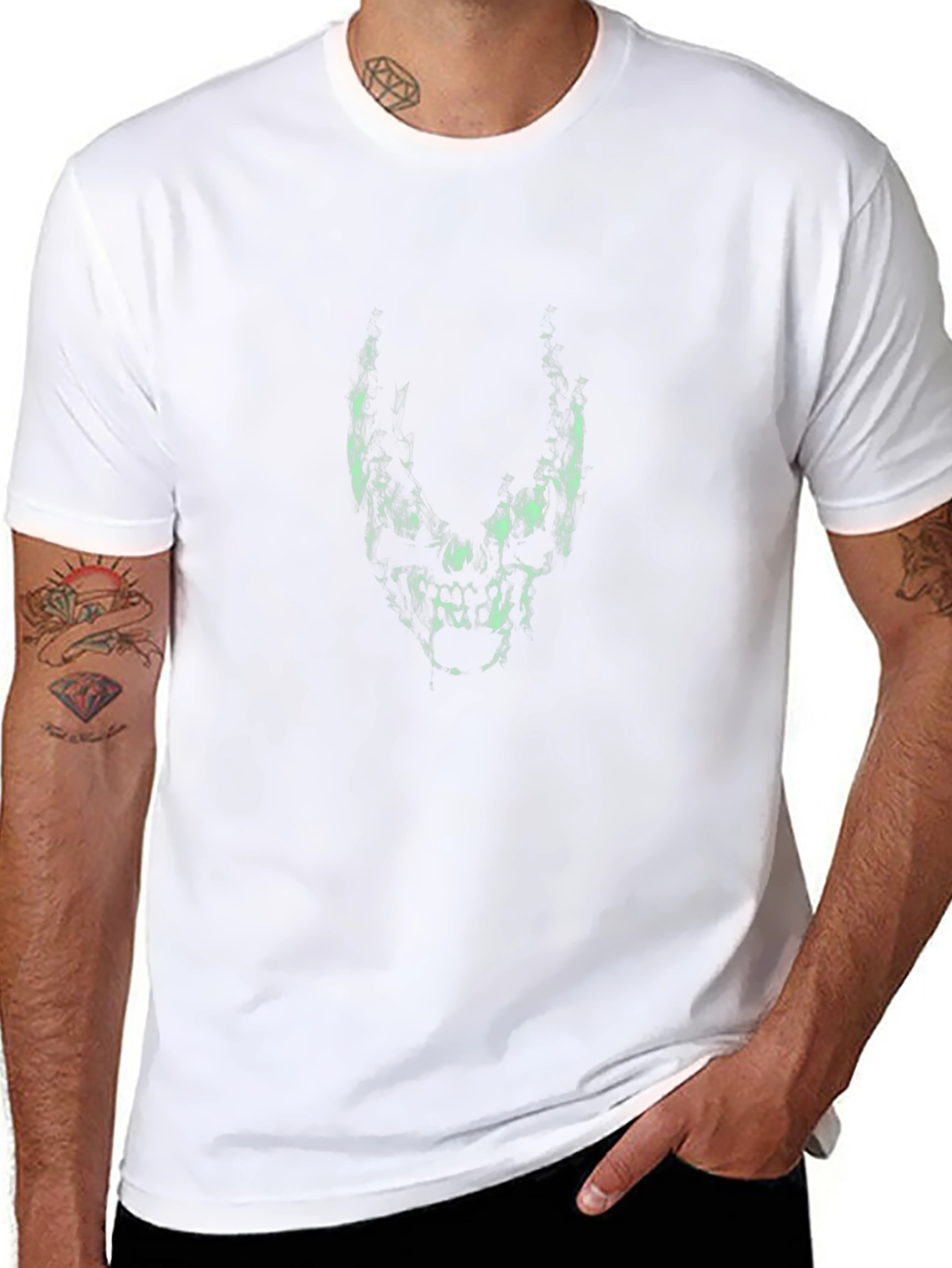 Mens Black T-Shirt with Abstract Skull Design