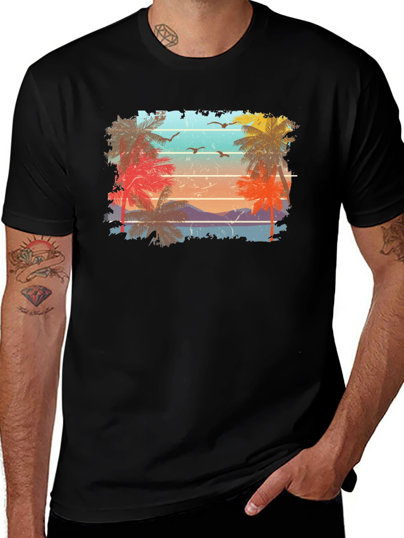 Retro Palm Tree Sunset T-Shirt