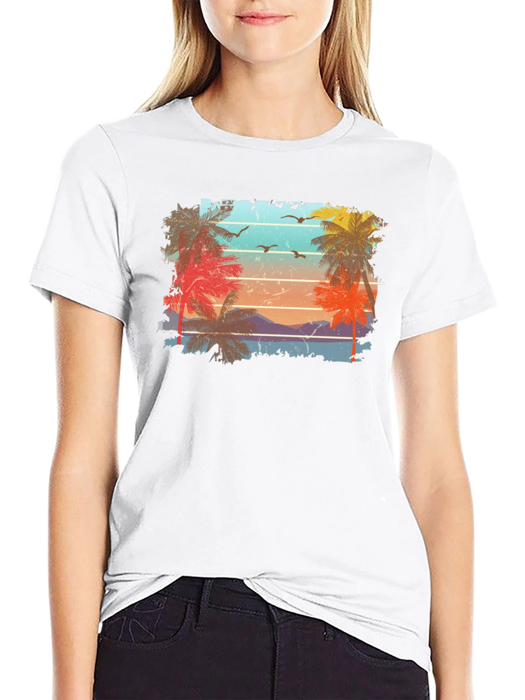 Retro Palm Tree Sunset T-Shirt