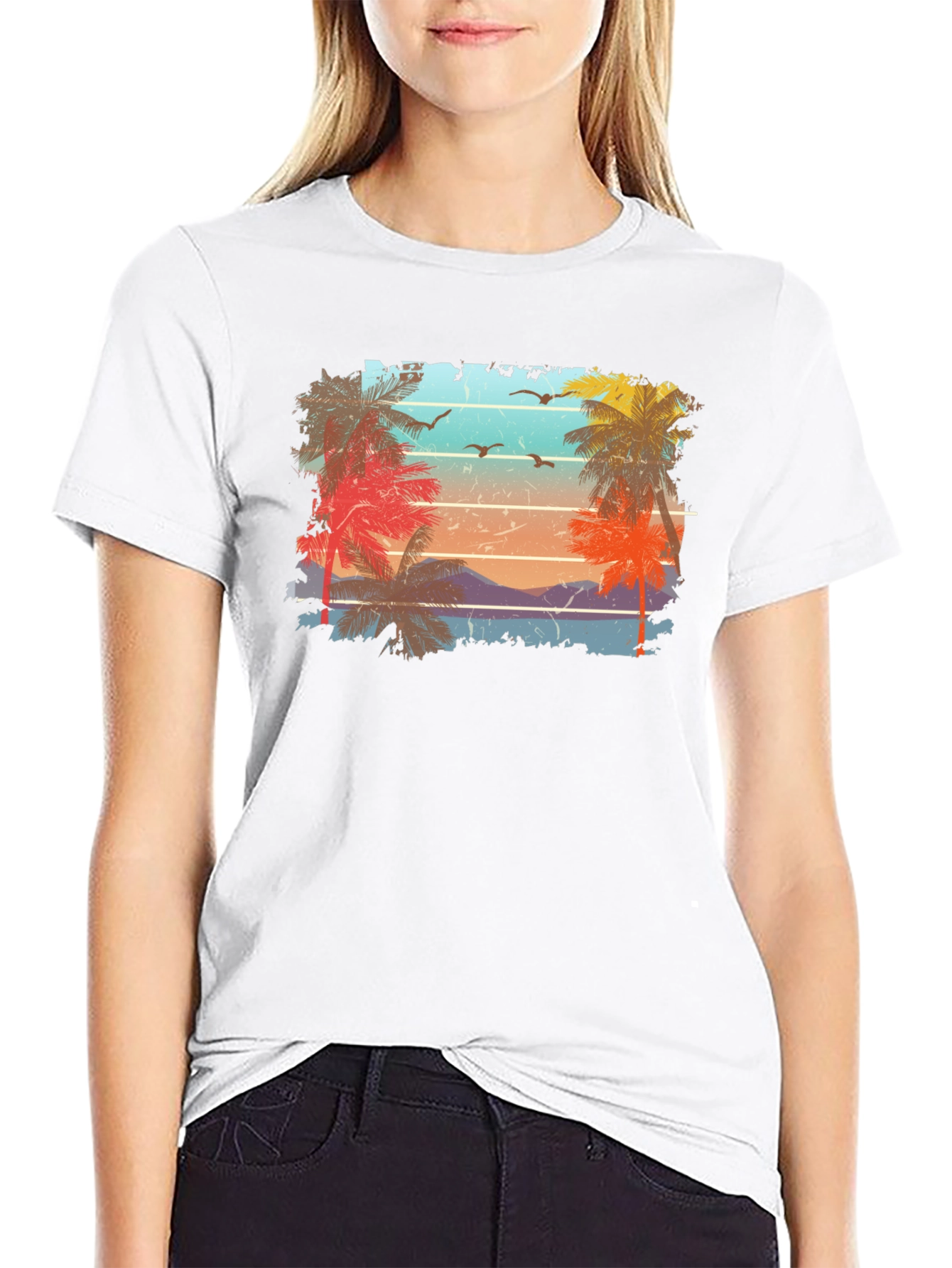 Retro Palm Tree Sunset T-Shirt