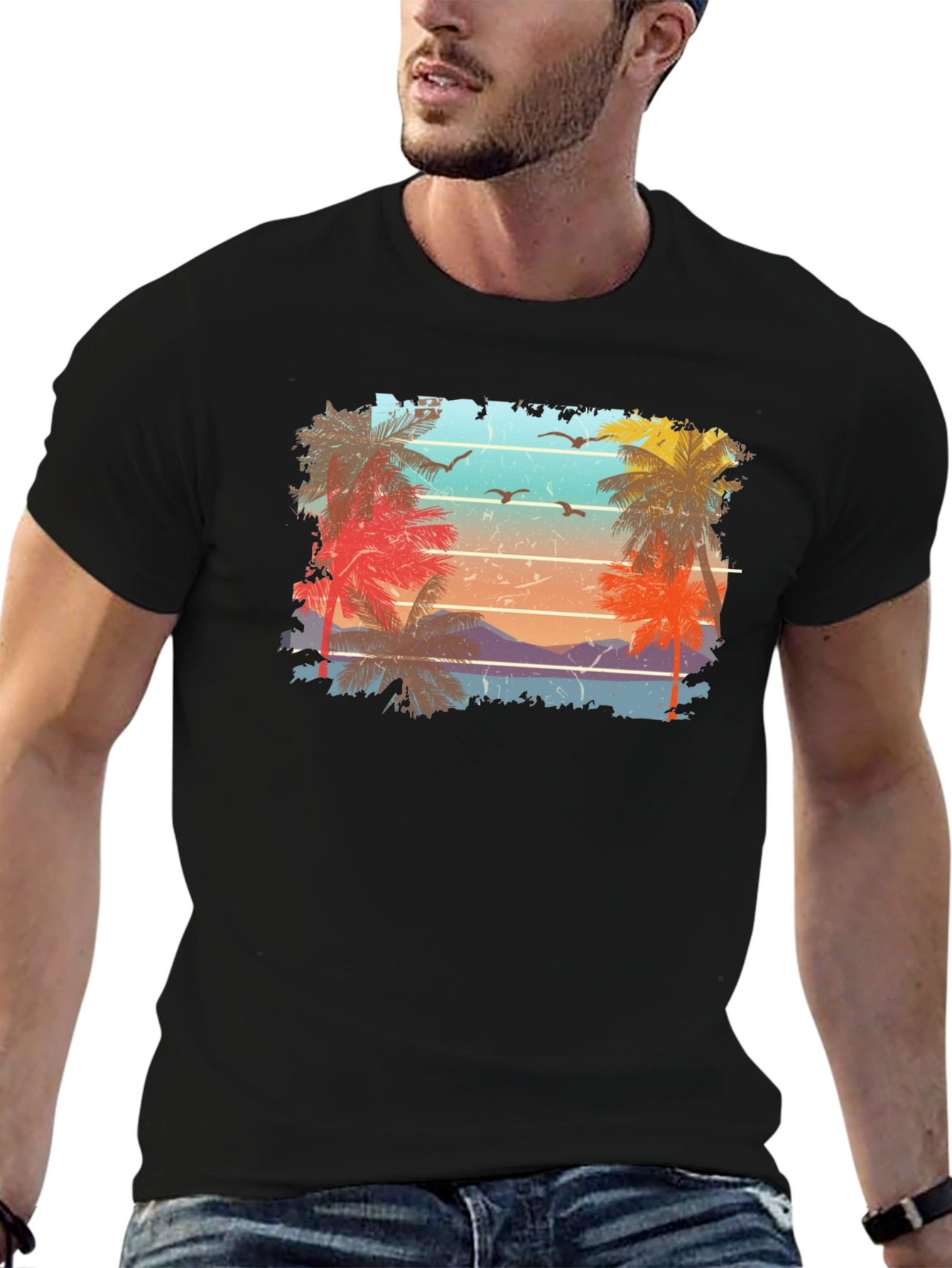 Retro Palm Tree Sunset T-Shirt