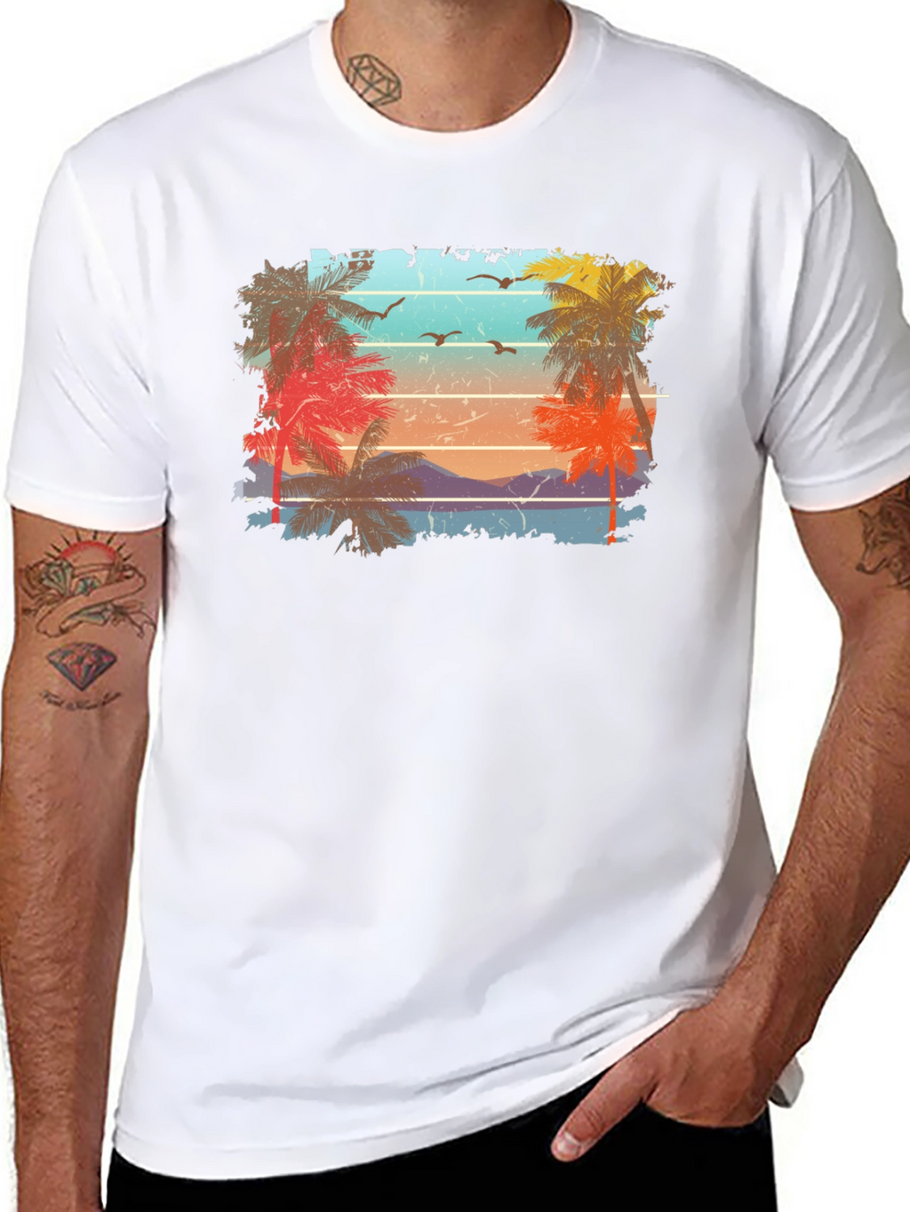 Retro Palm Tree Sunset T-Shirt
