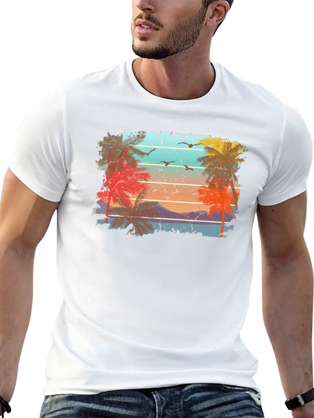 Retro Palm Tree Sunset T-Shirt