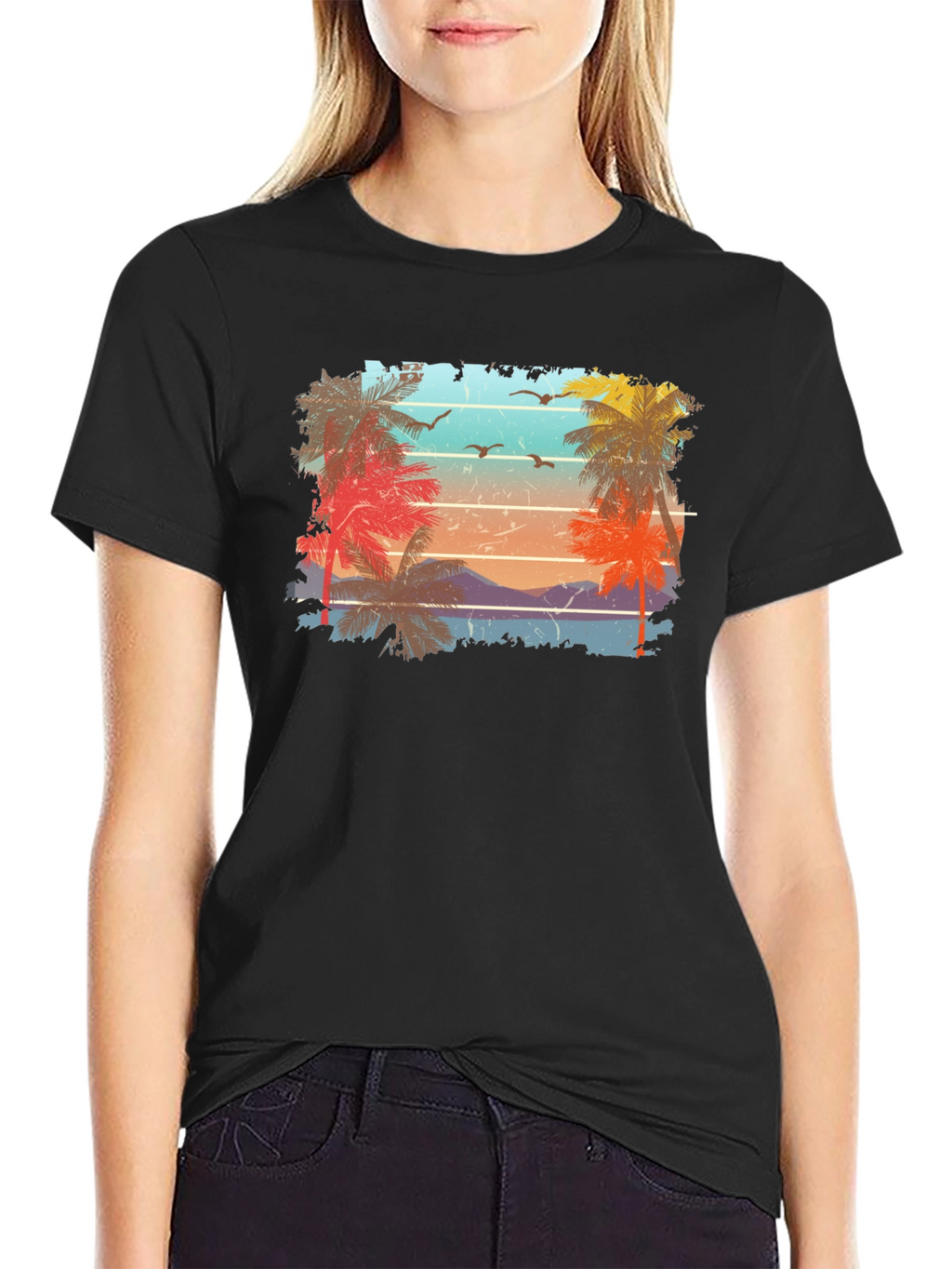 Retro Palm Tree Sunset T-Shirt