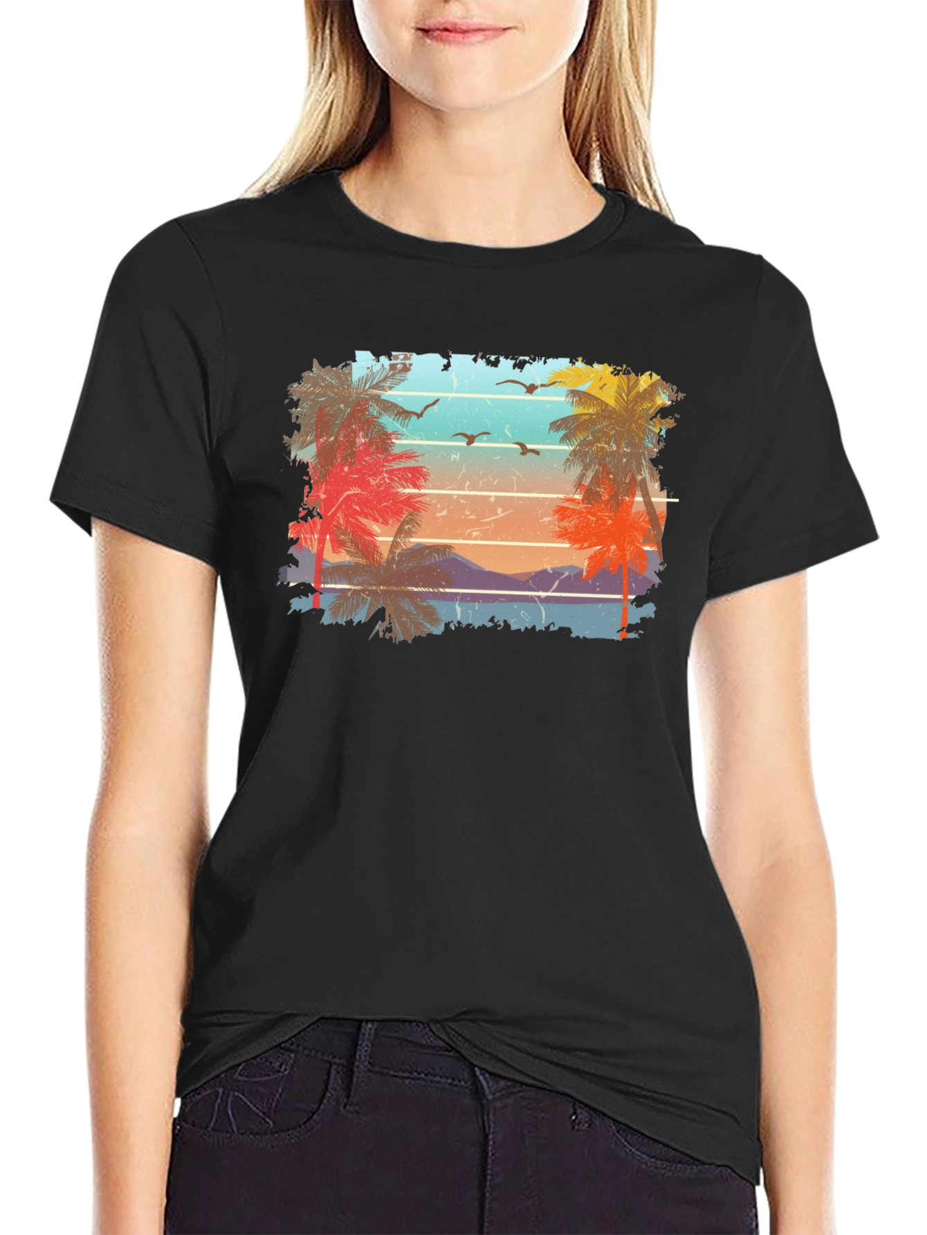 Retro Palm Tree Sunset T-Shirt