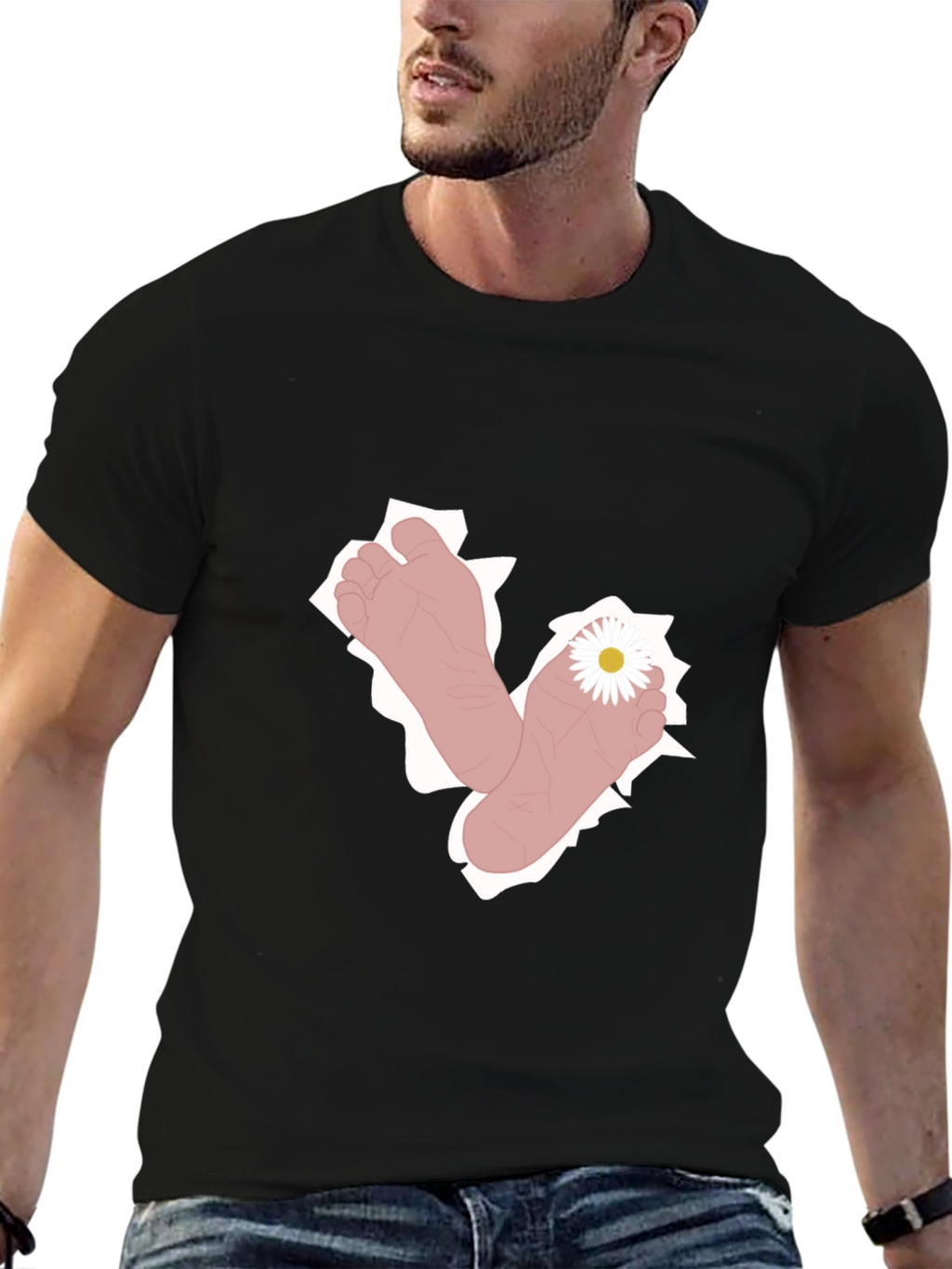 Barefoot Daisy Black Graphic Tee