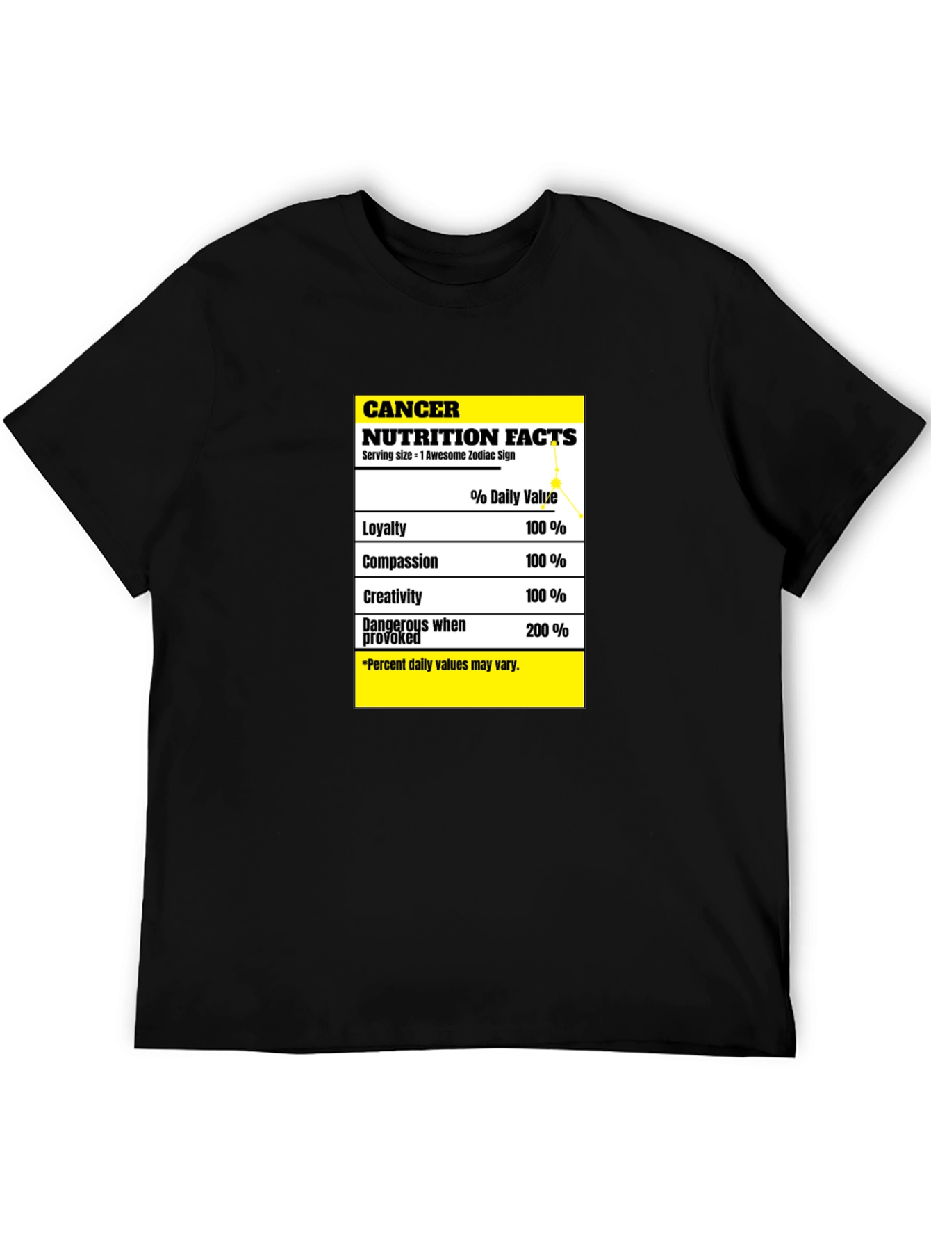 Cancer Zodiac Nutrition Facts T-Shirt